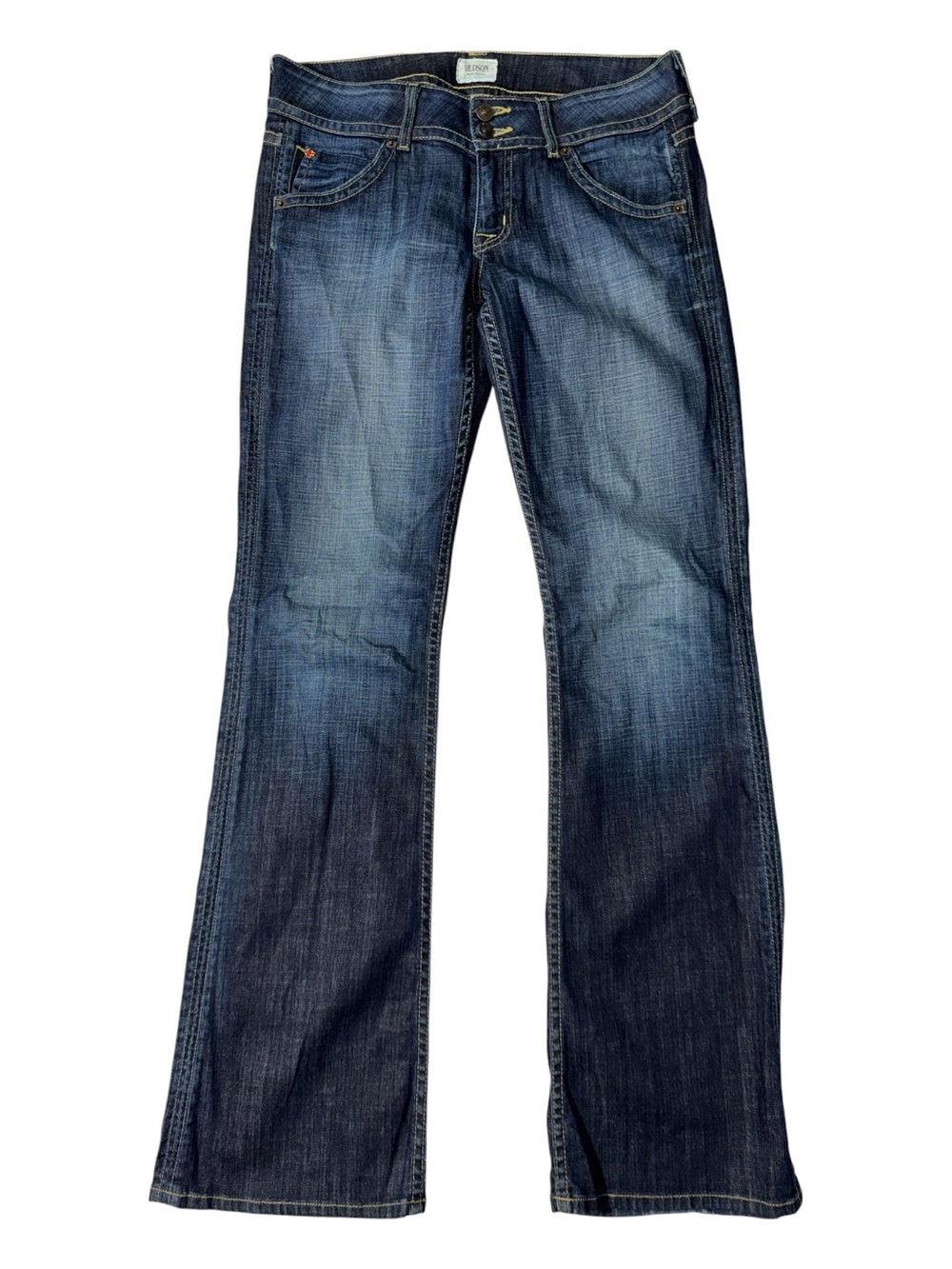 Hudson mens 29 dark wash denim bootcut flap pocket blue jeans READ